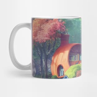 Trippy Mushroom House Digital Art Mug